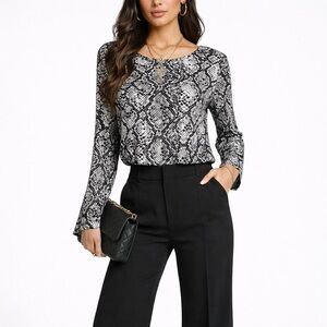 Anne Klein Monochrome Snake Print Top